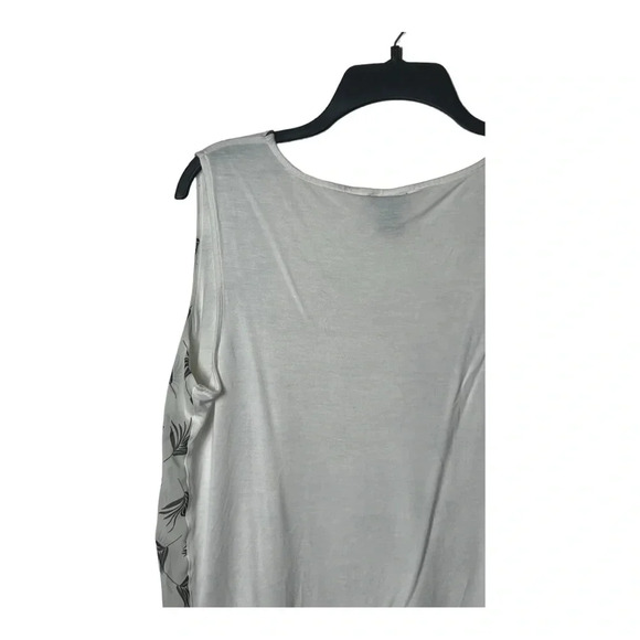 1488. ANN TAYLOR FACTORY SLEEVELESS TOP SIZE LARGE WHITE WITH GREEN TROPICAL - Picture 8 of 9